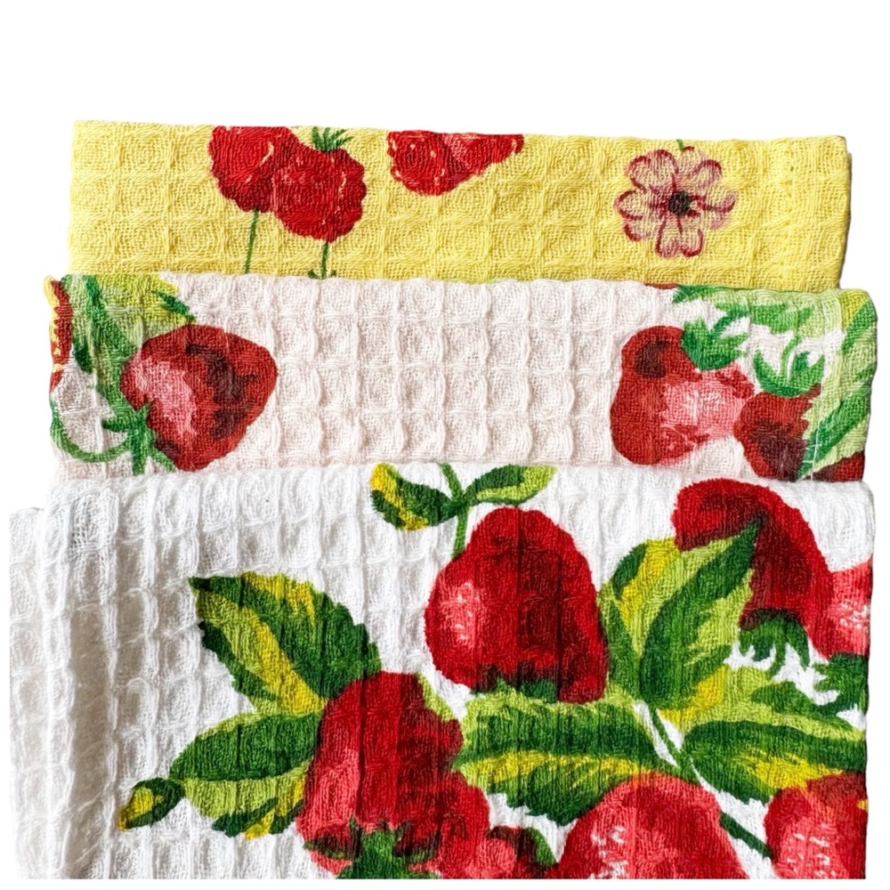 April Cornell Mini Tea Towel Set in Berry Prints | NWOT